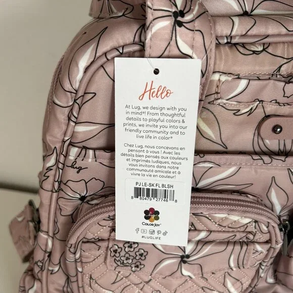 Lug Puddle Jumper LE Convertible Tote Bag Sketch Floral Blush - Picture 13 of 13